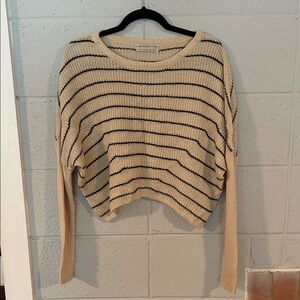 Urban Outfitters Cream and Black Striped Sweater